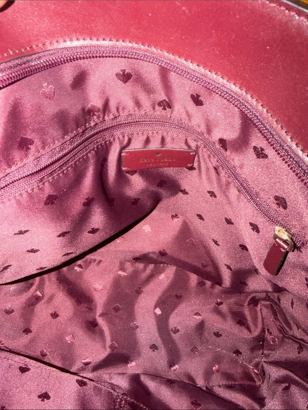 kate spade Burgundy Leather Tote with Tassel